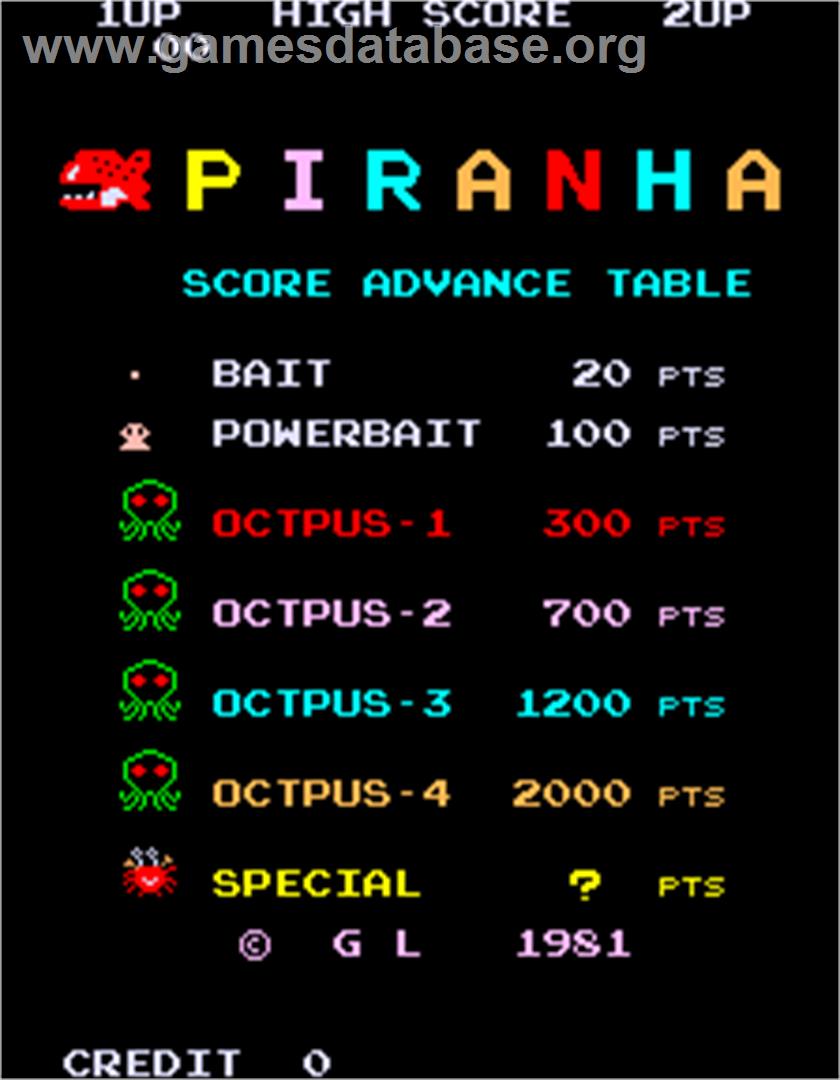 Piranha - Arcade - Artwork - Title Screen