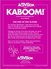 Box back cover for Kaboom! on the Atari 2600.