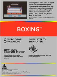 Box back cover for RealSports Boxing on the Atari 2600.