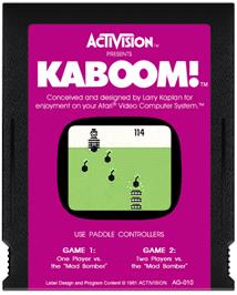 Cartridge artwork for Kaboom! on the Atari 2600.