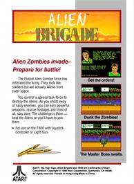 Box back cover for Alien Brigade on the Atari 7800.