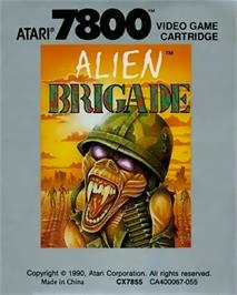 Top of cartridge artwork for Alien Brigade on the Atari 7800.