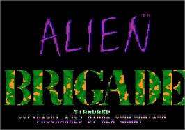 Title screen of Alien Brigade on the Atari 7800.