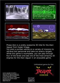 Box back cover for Phase Zero on the Atari Jaguar.