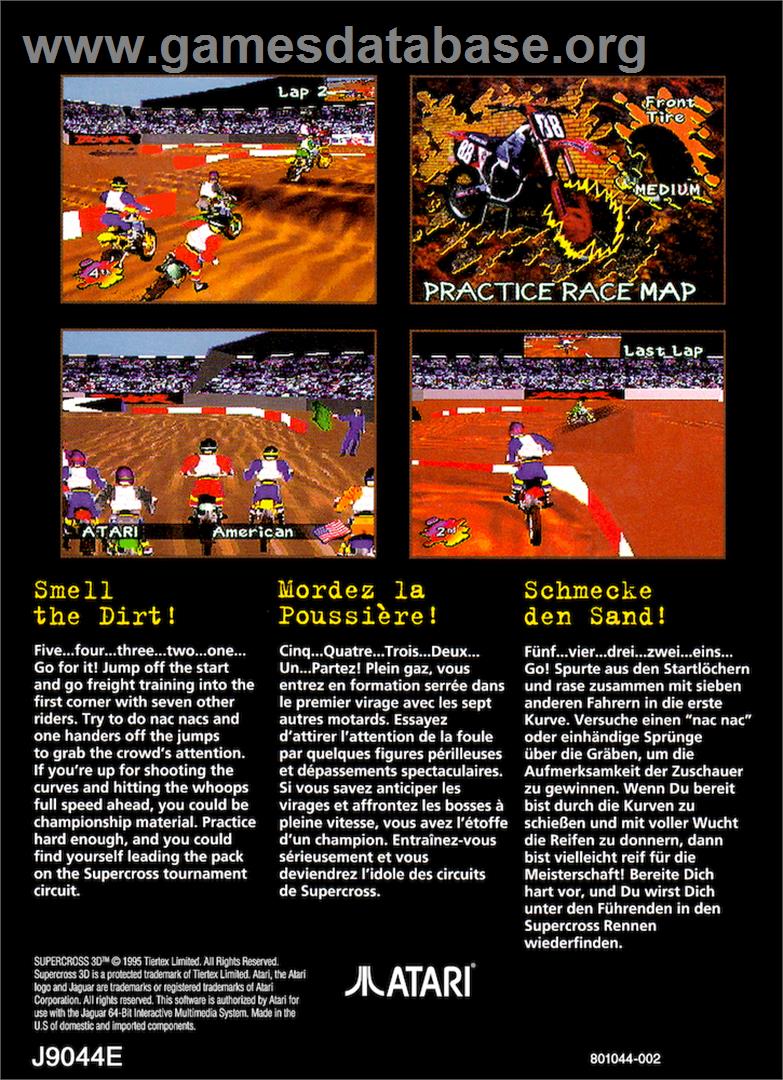 Super Cross 3D - Atari Jaguar - Artwork - Box Back