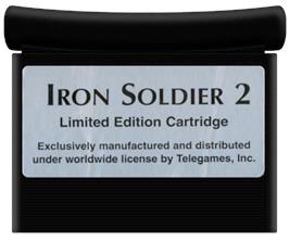 Cartridge artwork for Iron Soldier 2 on the Atari Jaguar.