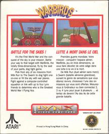 Box back cover for Warbirds on the Atari Lynx.