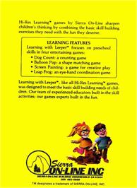 Box back cover for Learning with Leeper on the Coleco Vision.
