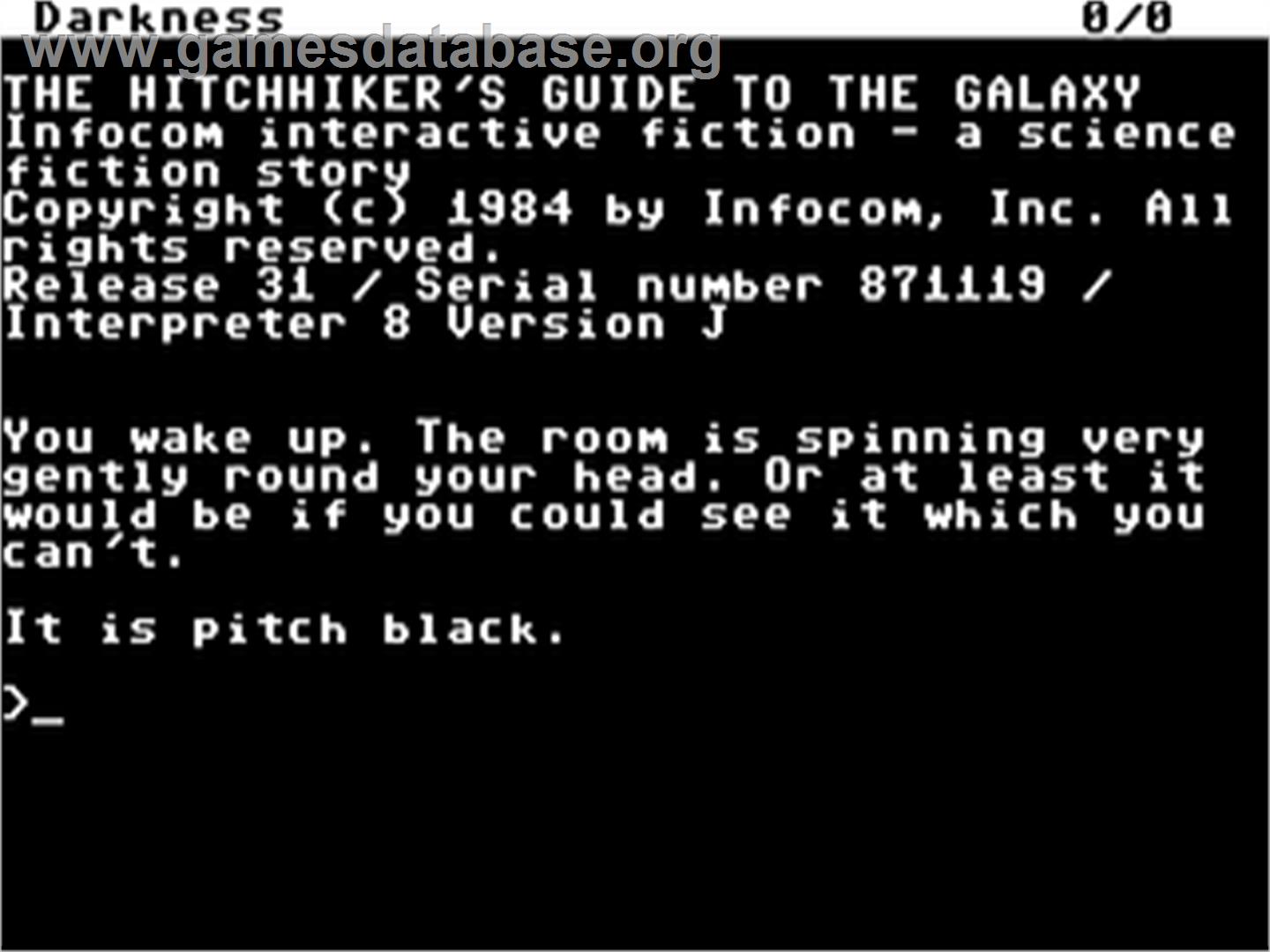 The Hitchhiker's Guide to the Galaxy - Commodore 64 - Artwork - In Game