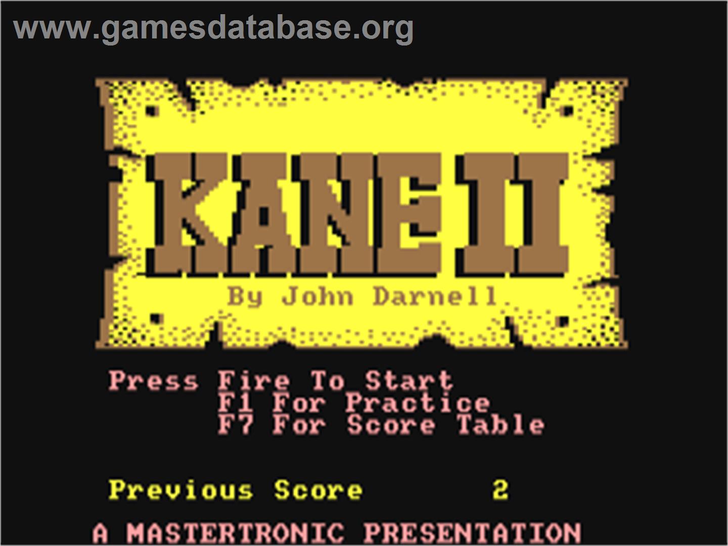 Kane II - Commodore 64 - Artwork - Title Screen