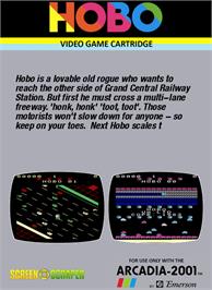 Box back cover for Hobo on the Emerson Arcadia 2001.