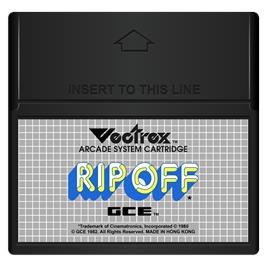 Cartridge artwork for Rip-Off on the GCE Vectrex.