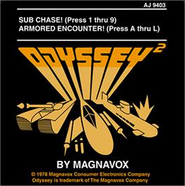 Top of cartridge artwork for Subchase on the Magnavox Odyssey 2.