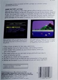 Box back cover for Game Factory on the Mattel Intellivision.