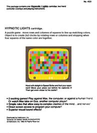 Box back cover for Hypnotic Lights on the Mattel Intellivision.