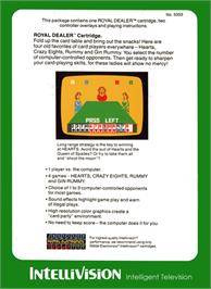 Box back cover for Royal Dealer on the Mattel Intellivision.