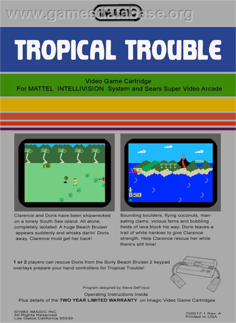 Tropical Trouble - Mattel Intellivision - Artwork - Box Back