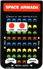 Overlay for Space Armada on the Mattel Intellivision.