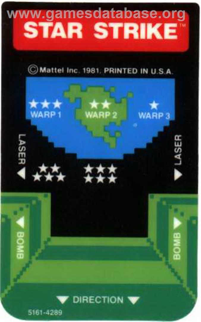 Star Strike - Mattel Intellivision - Artwork - Overlay