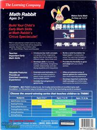 Box back cover for Math Rabbit on the Microsoft DOS.