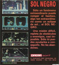 Box back cover for Sol Negro on the Microsoft DOS.