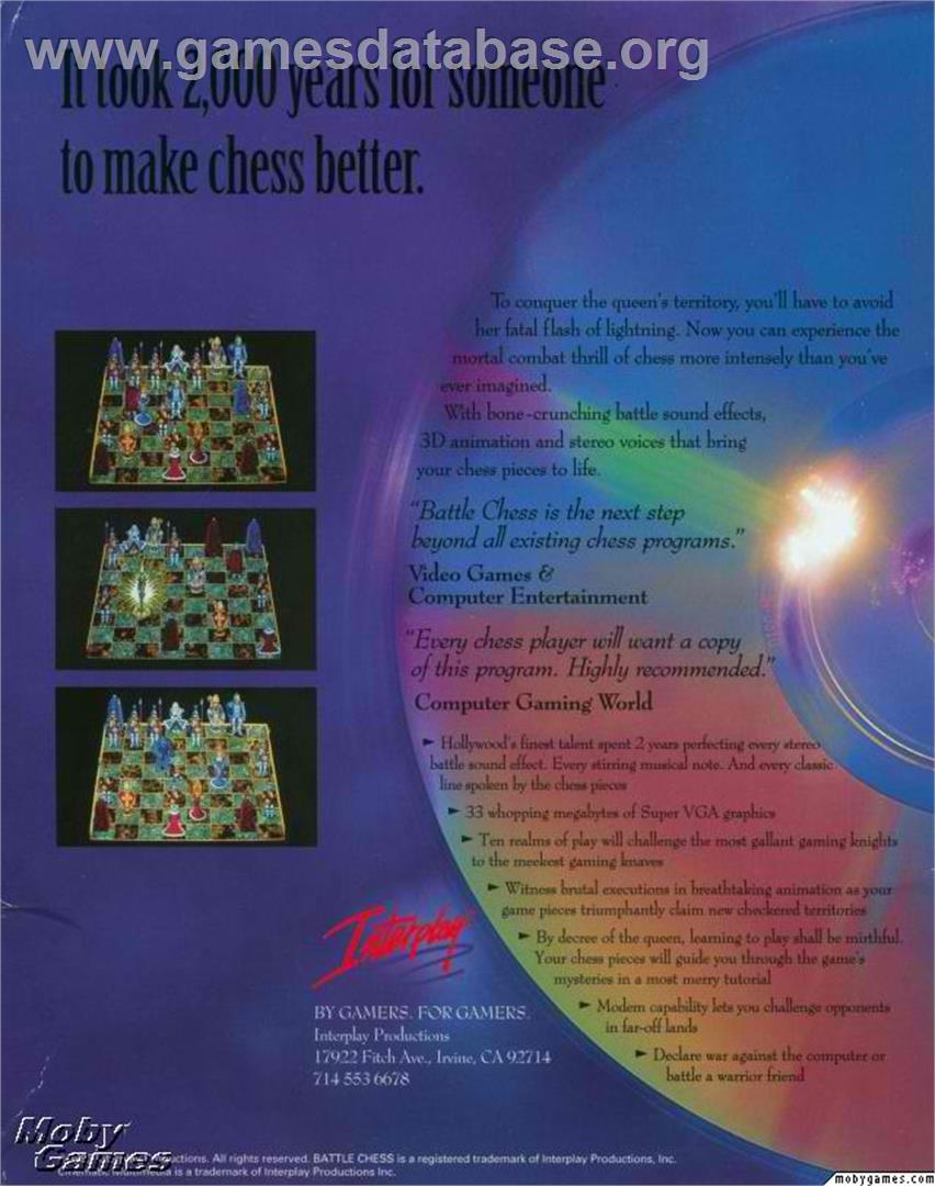 Battle Chess Enhanced - Microsoft DOS - Artwork - Box Back