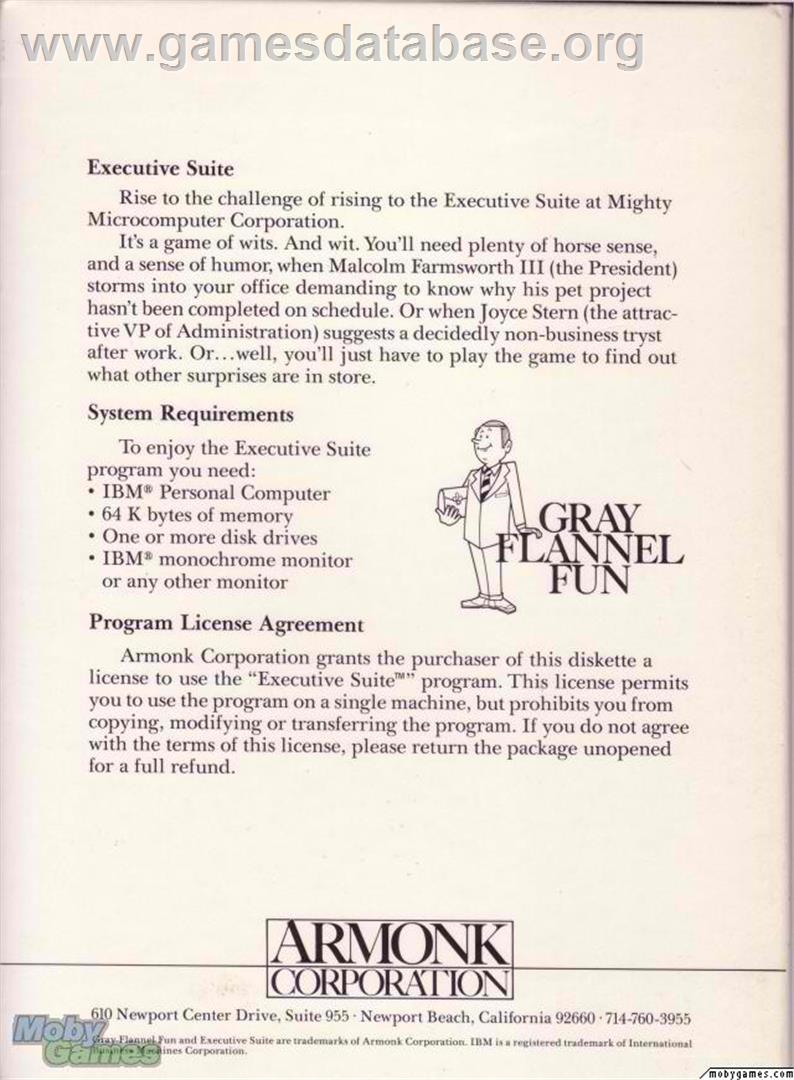 Executive Suite - Microsoft DOS - Artwork - Box Back