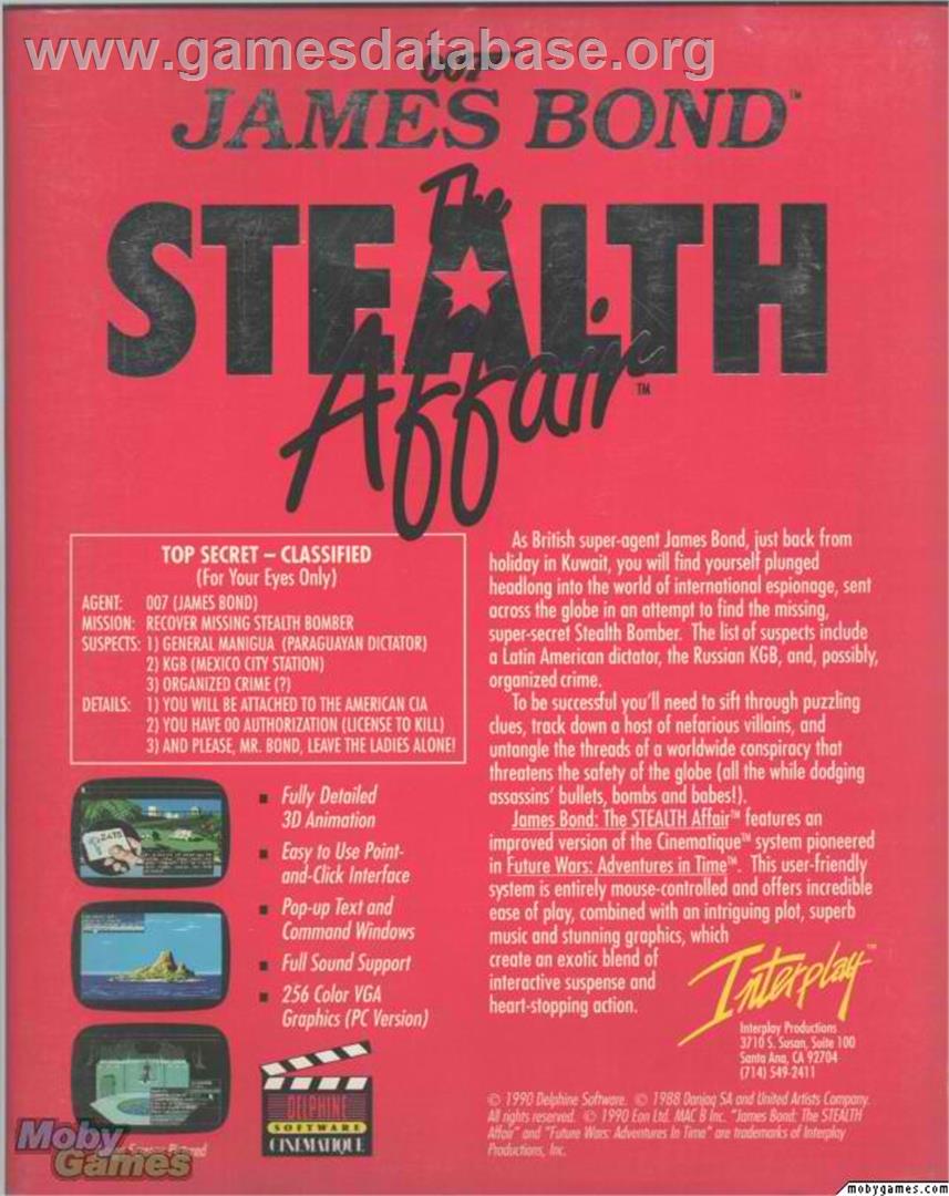 James Bond 007 - The Stealth Affair - Microsoft DOS - Artwork - Box Back