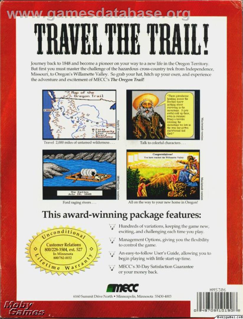 Oregon Trail, The - Microsoft DOS - Artwork - Box Back