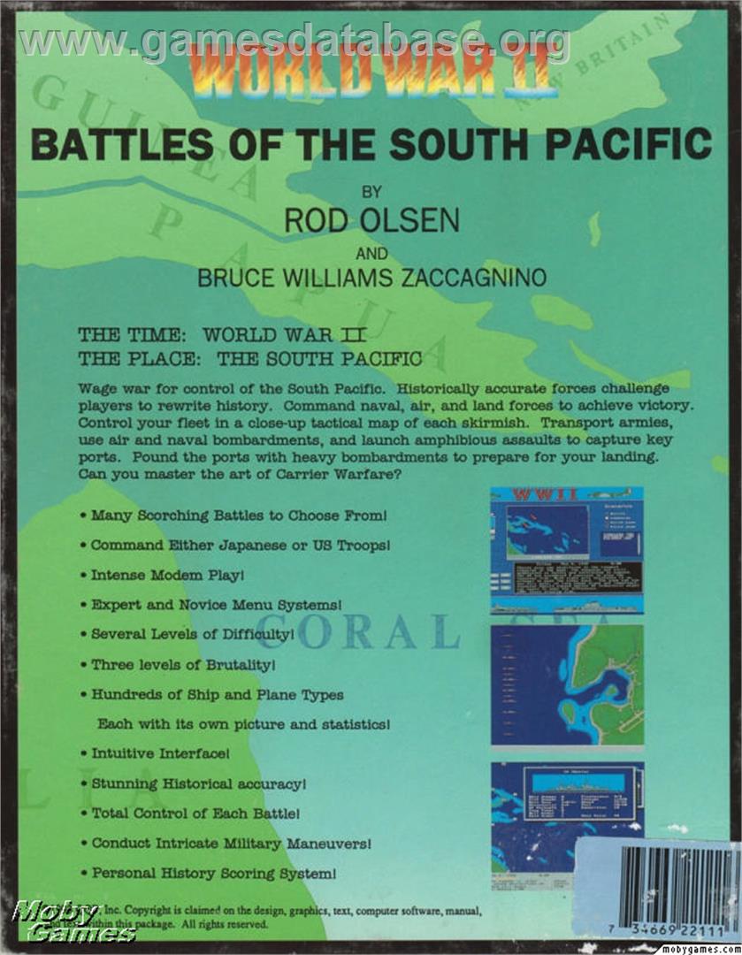 WWII - Battles of the South Pacific - Microsoft DOS - Artwork - Box Back