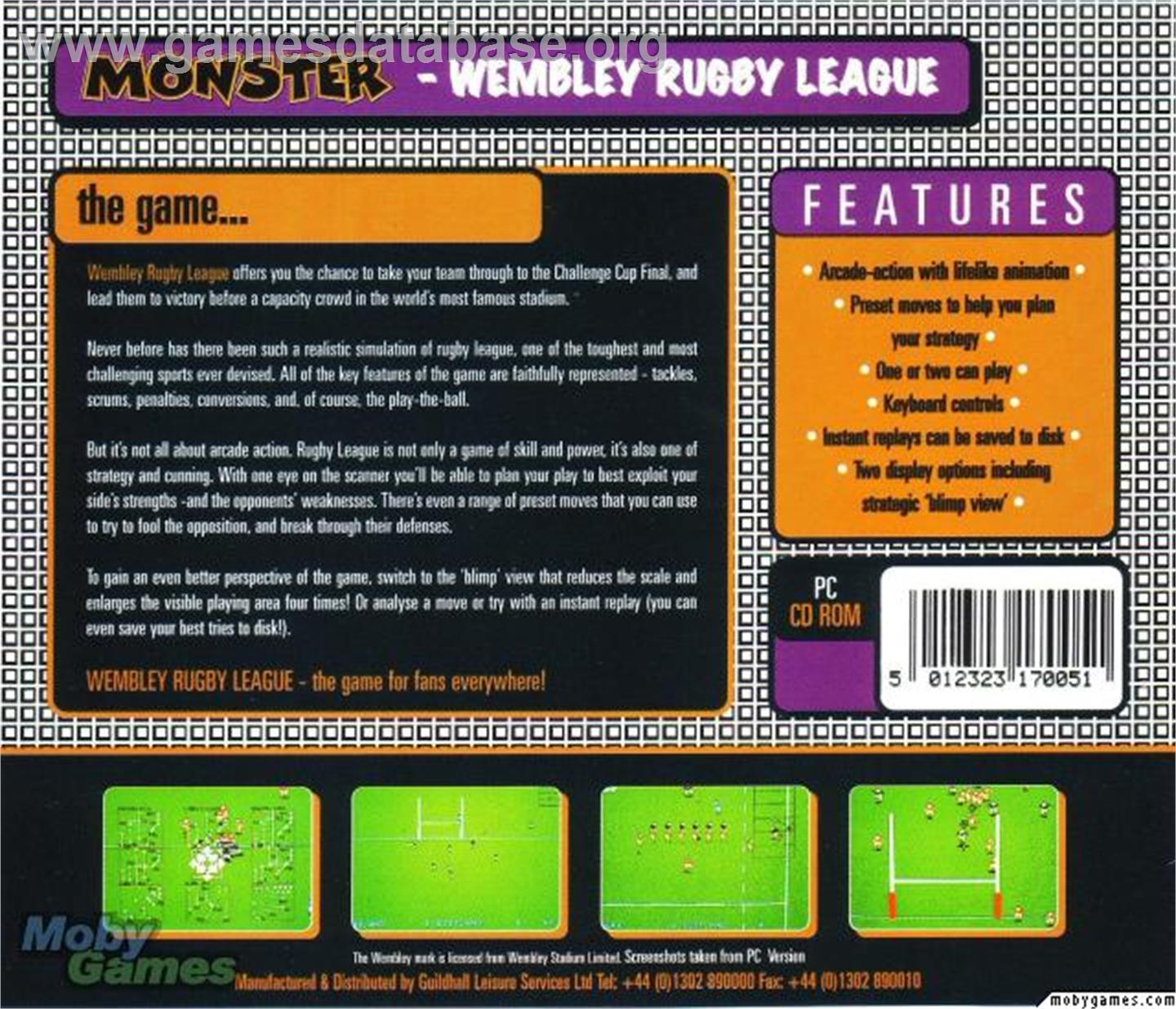 Wembley Rugby League - Microsoft DOS - Artwork - Box Back