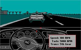 In game image of Ford Simulator II on the Microsoft DOS.