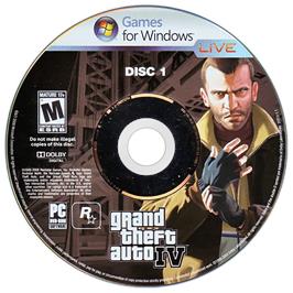 Artwork on the Disc for Grand Theft Auto IV on the Microsoft Windows.