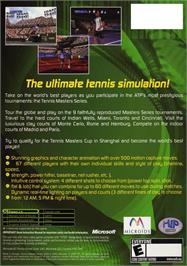 Box back cover for Tennis Masters Series 2003 on the Microsoft Xbox.