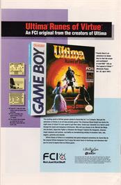 Advert for Ultima: Runes of Virtue on the Nintendo Game Boy.
