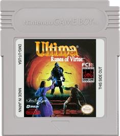 Cartridge artwork for Ultima: Runes of Virtue on the Nintendo Game Boy.