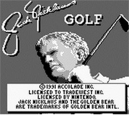 Title screen of Jack Nicklaus Golf on the Nintendo Game Boy.