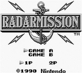 Title screen of Radar Mission on the Nintendo Game Boy.