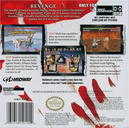 Box back cover for Mortal Kombat: Tournament Edition on the Nintendo Game Boy Advance.