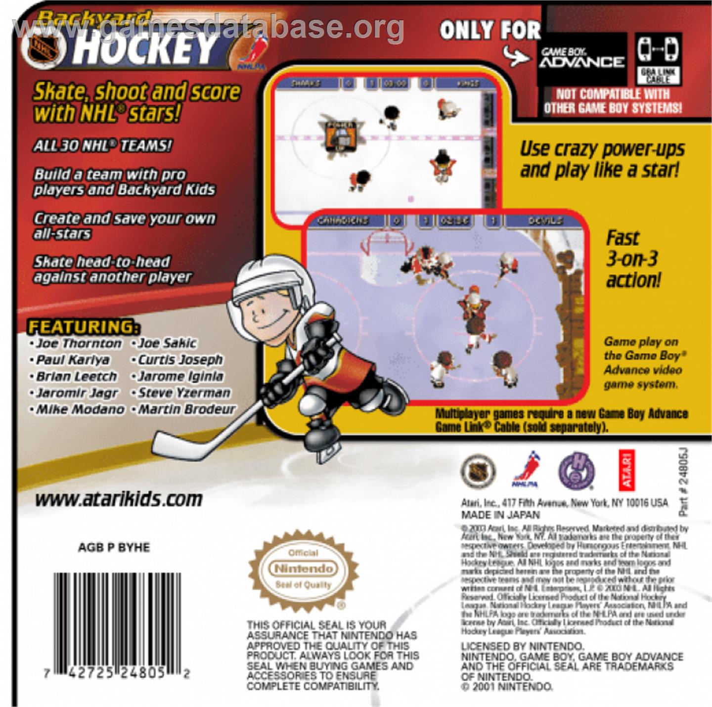 Backyard Hockey - Nintendo Game Boy Advance - Artwork - Box Back