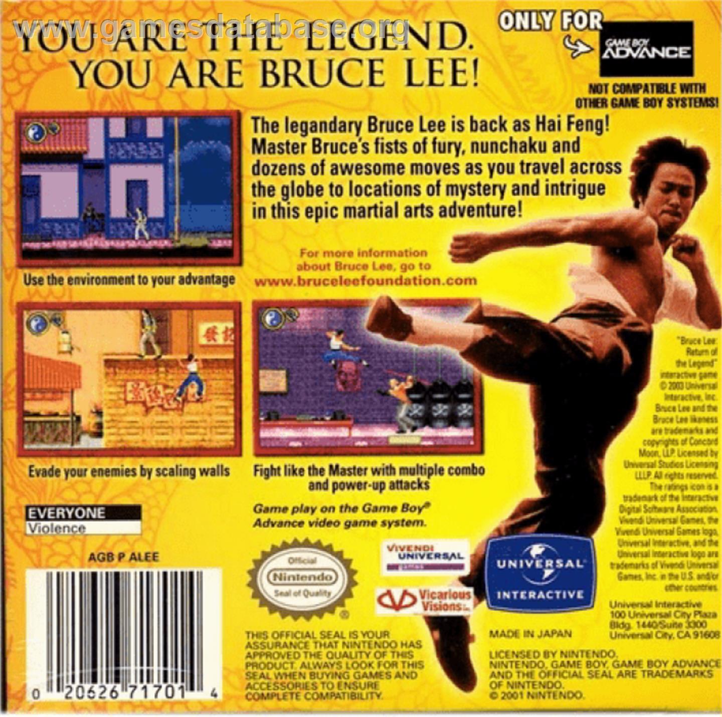 Bruce Lee: Return of the Legend - Nintendo Game Boy Advance - Artwork - Box Back