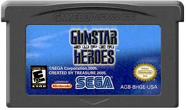 Cartridge artwork for Gunstar Super Heroes on the Nintendo Game Boy Advance.