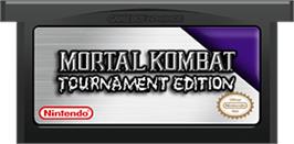 Cartridge artwork for Mortal Kombat: Tournament Edition on the Nintendo Game Boy Advance.