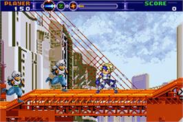 In game image of Gunstar Super Heroes on the Nintendo Game Boy Advance.