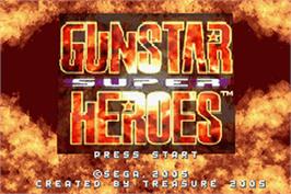 Title screen of Gunstar Super Heroes on the Nintendo Game Boy Advance.