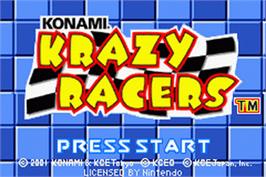 Title screen of Konami Krazy Racers on the Nintendo Game Boy Advance.