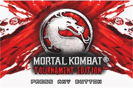 Title screen of Mortal Kombat: Tournament Edition on the Nintendo Game Boy Advance.