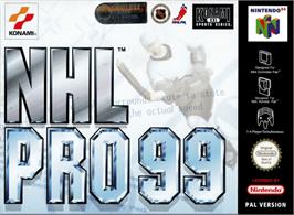 Box cover for NHL Pro 99 on the Nintendo N64.