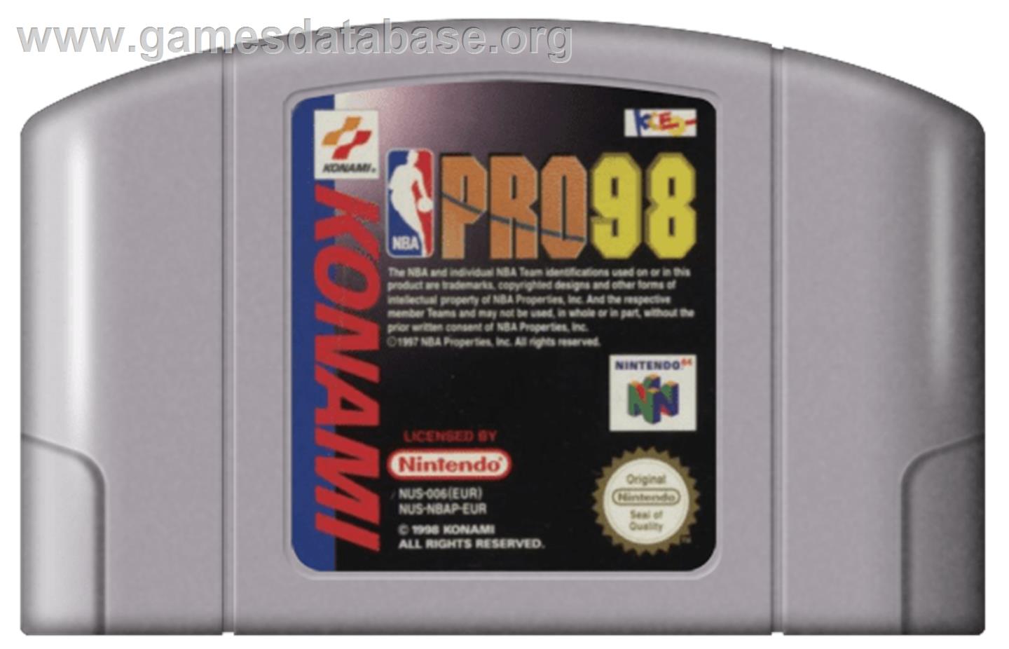 NBA Pro 98 - Nintendo N64 - Artwork - Cartridge