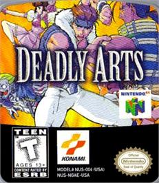 Top of cartridge artwork for Deadly Arts on the Nintendo N64.